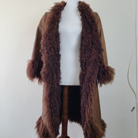 Simon Freres fourrures Saks Mongolian Sheepskin Leather Coat Penny Lane 70s - Picture 15 of 15